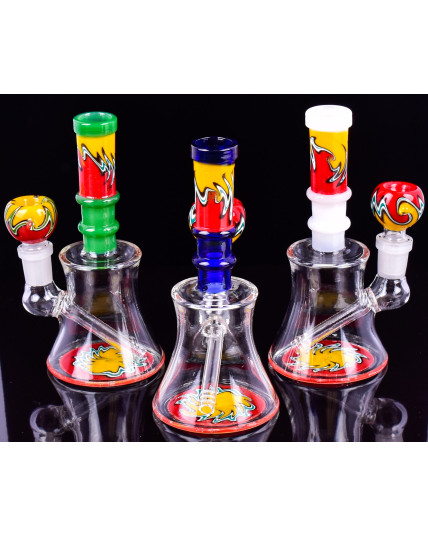  Rainbow Smash - 6" Mini Bong with Ice Catcher - Wigwag Pattern - Assorted Colors