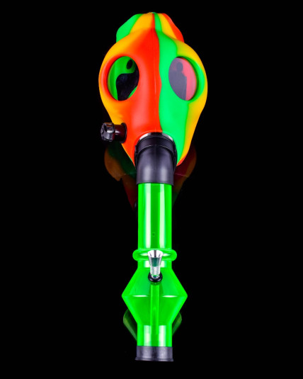 Gas Mask Pipe Bong - Includes Acrylic Water Pipe - Full Set - Rasta