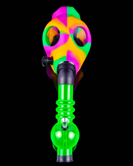 Gas Mask Pipe Bong - Includes Acrylic Water Pipe - Full Set - Rainbow