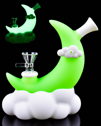 Celestial Crescent – Glow In The Dark Silicone Mini Bong
