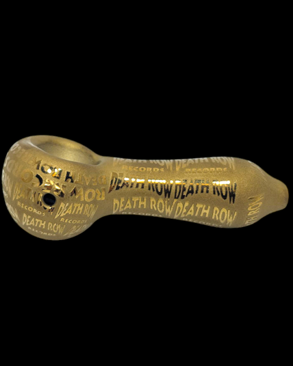 Death Row - 4" Metallic Etched Spoon Glass Hand Pipe - Gold