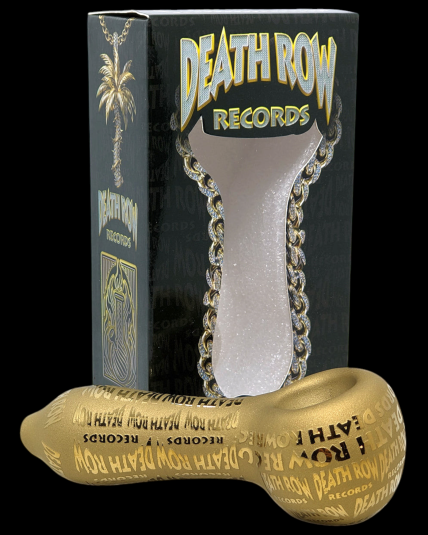 Death Row - 4" Metallic Etched Spoon Glass Hand Pipe - Gold
