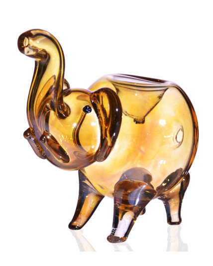 Elephant Animal Glass Pipe - Golden Fumed