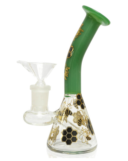5" Holographic Golden Honeycomb Water Pipe - Green