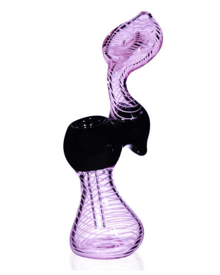 The Pink Cobra  -6" Swirled Pink Bubbler Pipe - Buy one Get One Free!!