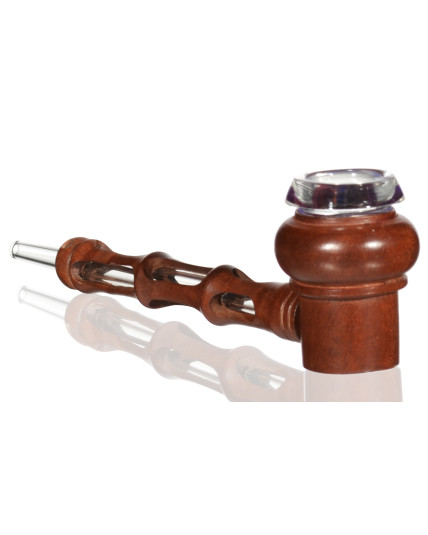 5" Wooden pipe with glass bowl and glass Mouth piece
