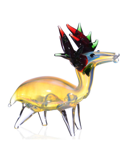 6” Fumed Wild Winter Deer - Animal Glass Hand pipe 