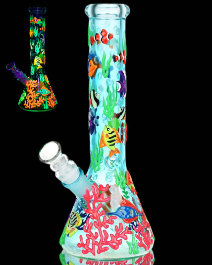 Reef Riot Glow In The Dark Beaker Bong - CRAZY GLOW!!