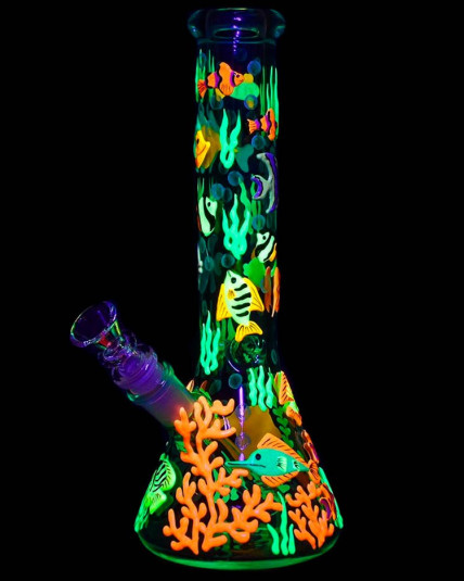 Reef Riot Glow In The Dark Beaker Bong - CRAZY GLOW!!