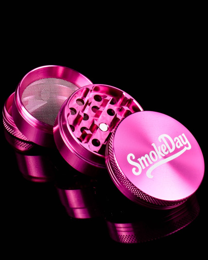 SmokeDay 50mm Aluminum 4-Part Grinder – Rose Pink