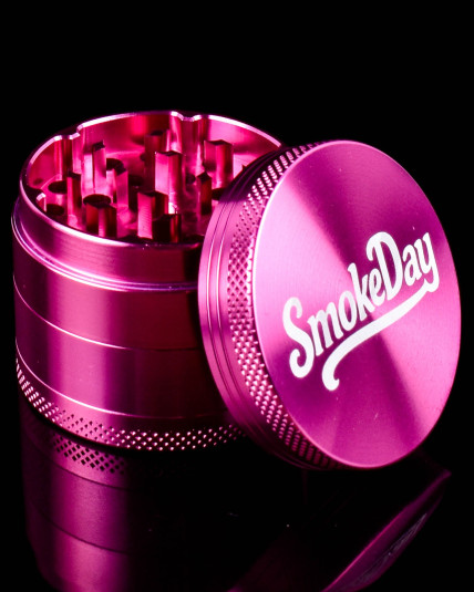 SmokeDay 50mm Aluminum 4-Part Grinder – Rose Pink