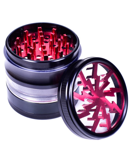SmokeDay's - Lightning Four Piece Grinder w/ Large Window - 63mm