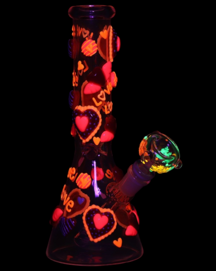 Hearts in Hearts Glow In The Dark Beaker Bong