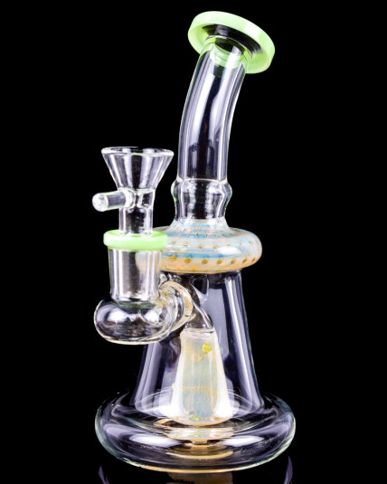 Celestial Glow - Fumed Bubble Trap Mini Bong - Green