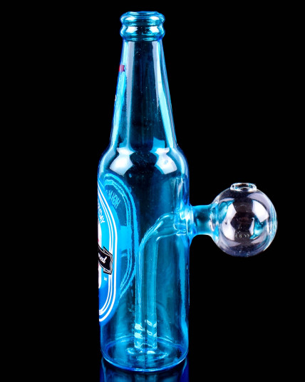 6" Colored Beer Bottle Glass Dab Rig Bong Oil Burner