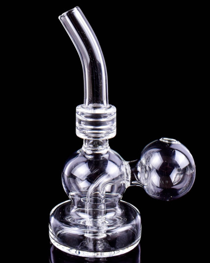 5" Top Curve Clear Glass Oil Rig w/ Oil Burner Pipe