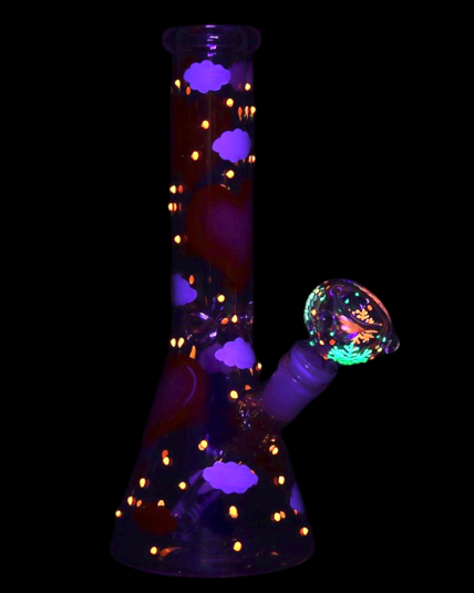 Pinky Hearts Glow In The Dark Beaker Bong