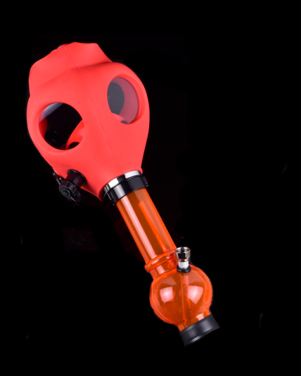 Gas Mask Pipe Bong - Includes Acrylic Water Pipe - Full Set - Red