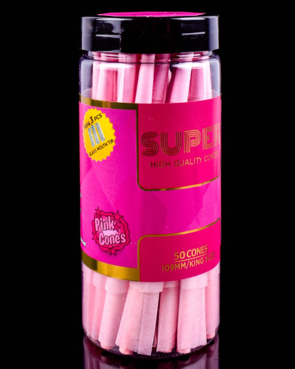 Super High Pink Pre-Rolled Cones – King Size 109mm, 50 Count