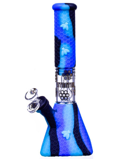 Smoke Pyramid - 11" Stratus Glow In The Dark Bong - Blueish Black
