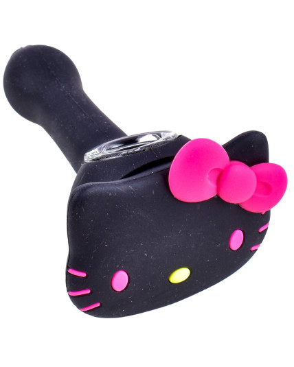Cute Kitty Silicone Hand Pipe - Black Kitty