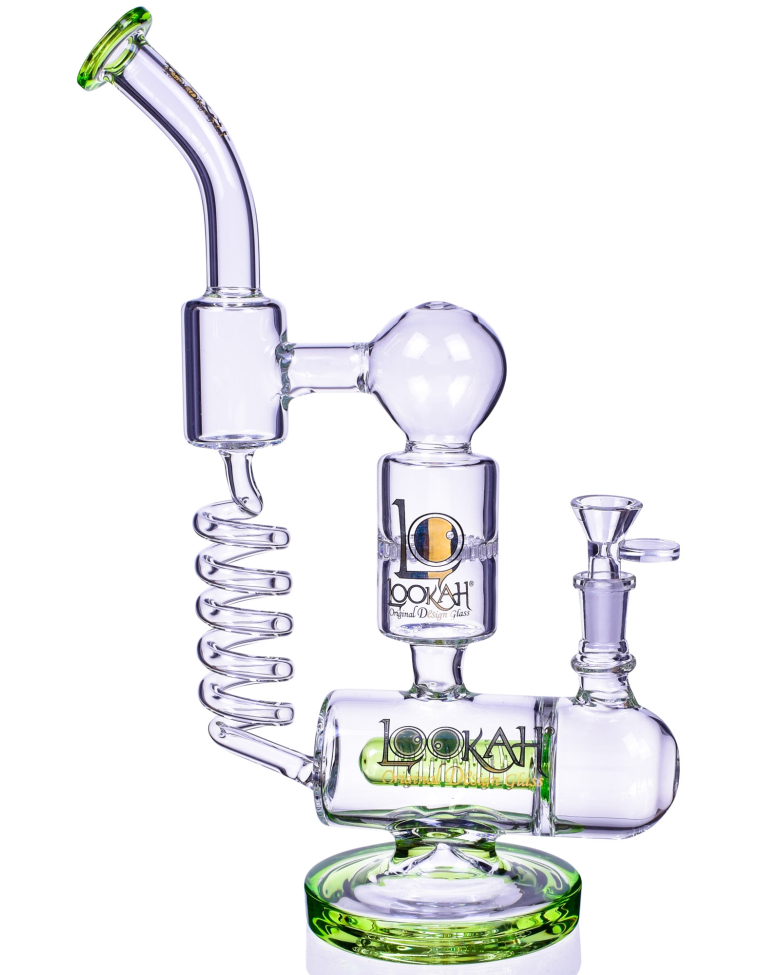 God of Nature - 13 Lookah® Glass Water Pipe Spiral Percolator Bong - New  Green -SmokeDay
