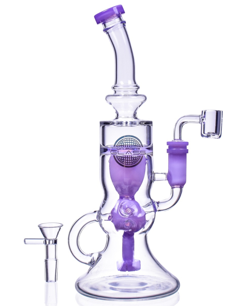 The Purple Force - 11 Faberge Recycler Bong/Dab Rig - Milky