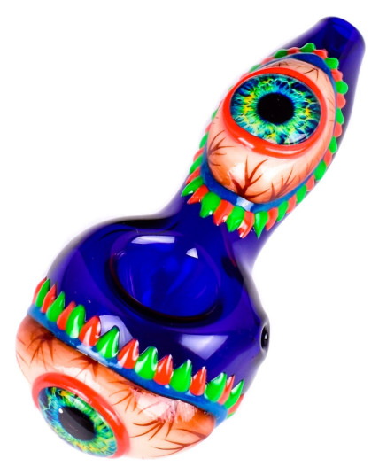 Monster Eye - Glow In The Dark Eye Hand Pipe - Blue