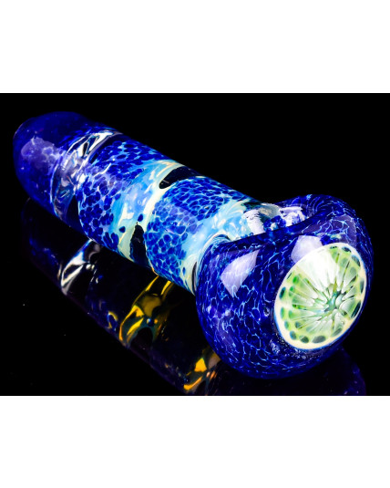 The Wormhole - 5” Golden Blue Fritt Glass Pipe