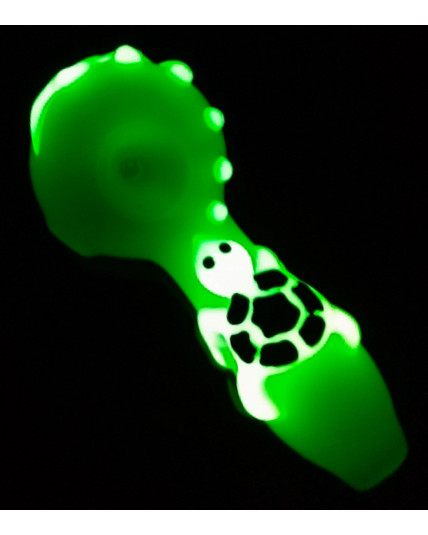 The Dark Power - Glow In The Dark 5" Turtle Glass Hand Pipe - Yellow