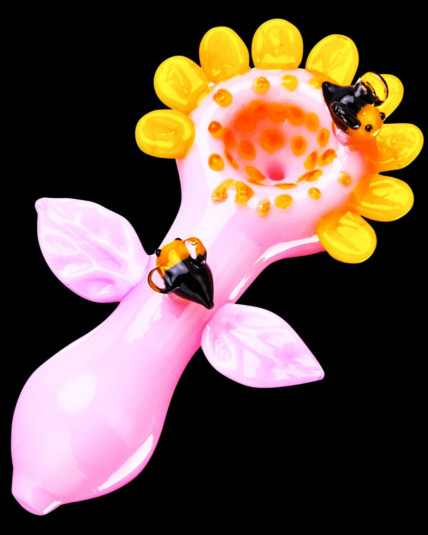 Bee"s Nectar - 5" Loving Honey Bee Glass Hand Pipe