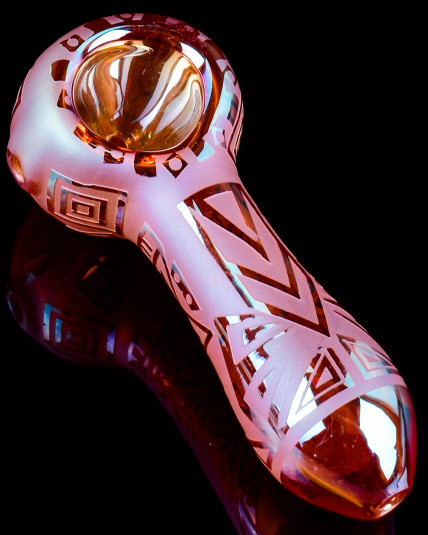 High Quality Tribal Amber Frost Glass Hand Pipe