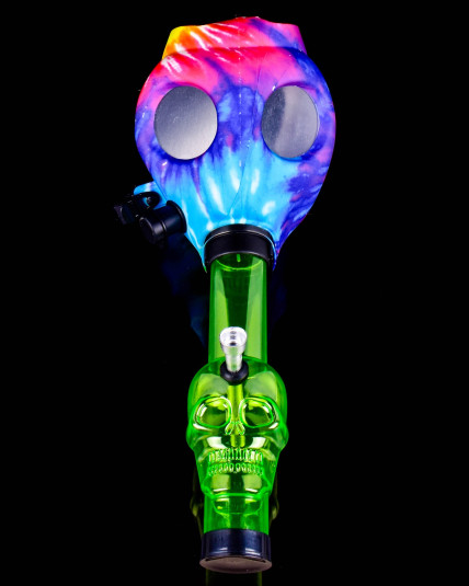 Gas Mask Pipe Bong - Includes Acrylic Water Pipe - Full Set - Tie-Die