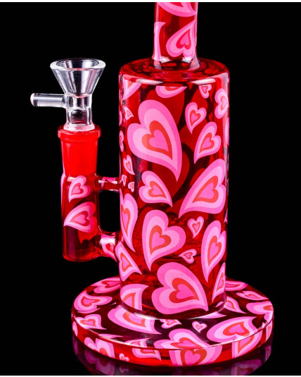 Double Heart Honeycomb Bong - Pink/Red