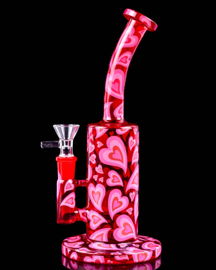 Double Heart Honeycomb Bong - Pink/Red