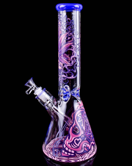 Purple Haze Skull 7mm Thick Beaker Bong