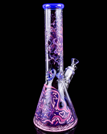 Purple Haze Skull 7mm Thick Beaker Bong