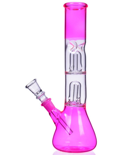 10" Double Percolator Beaker Bong - Pink