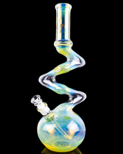 20" Triple Zig Zag Zong Monster Bong - Aqua Blue Fumed