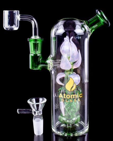 Enchanted Bloom - Atomic Glass - Rose Bong/Dab Rig - Pink
