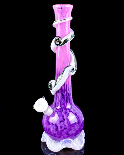 Amethyst Aura - 12" Dual Frit Dichroic Wire Wrap Vase Bong