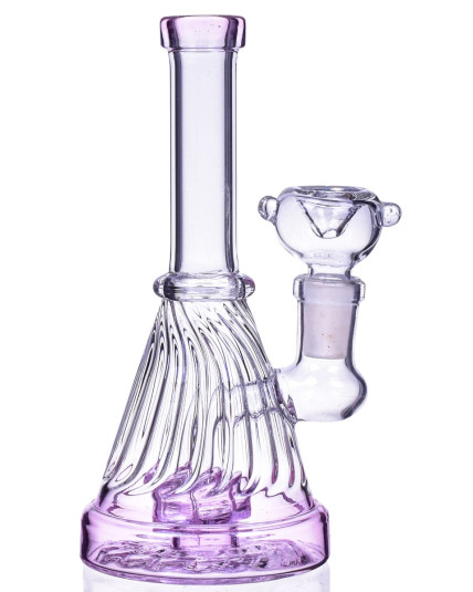 Mortal Smoke - 6" Spiral Design Matrix Perc Beaker Bong - Tinted Pink