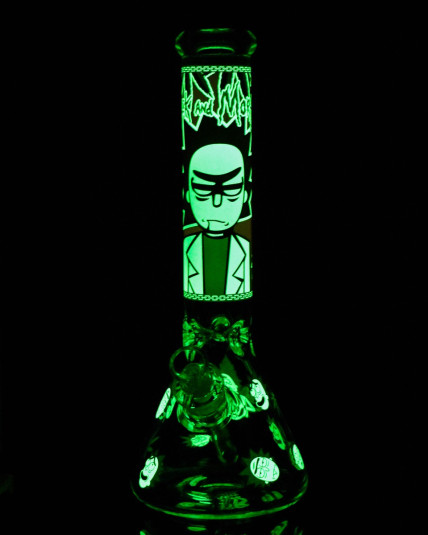 14" Rick N Morty Beaker Bong Glow In The Dark - Brown