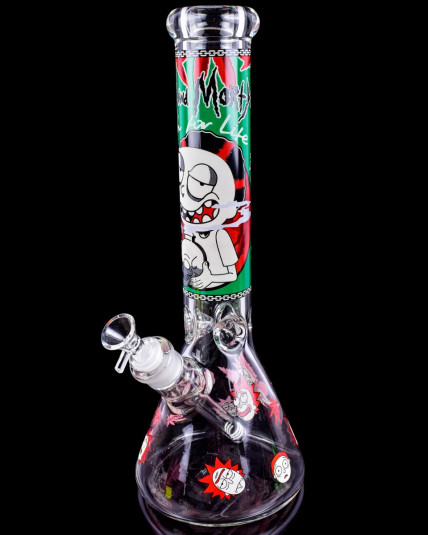 14" Halloween Rick & Morty Beaker Bong Glow In The Dark - Green