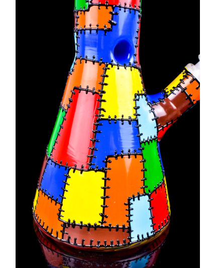 The Kinder - 10" Quilted Stitched Design Pattern Colorful Bong/Dab Rig