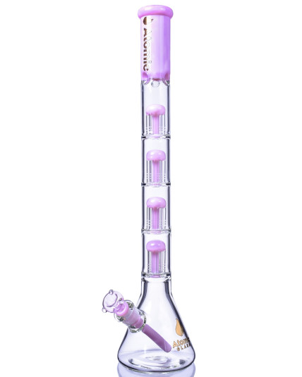 King's Chalice - Atomic Glass - 22" Quad 6-Arm Tree Perc Big Beaker Bong - Milk Pink