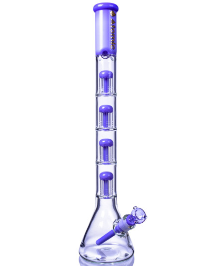 King's Chalice - Atomic Glass - 22" Quad 6-Arm Tree Perc Big Beaker Bong - Milk Purple