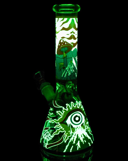 Cosmic Mushroom Glow In The Dark Beaker Bong
