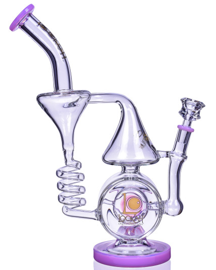 Smoke Artillery - Lookah® - 13" BARREL SPIRAL CONE RECYCLE BENT NECK GLASS WATER PIPE - Pink