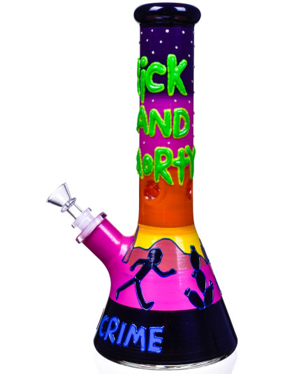 Partners in Crime Space Adventure - 13" Rick and Morty Inspired Bong - Glow In The Dark Beaker Bong